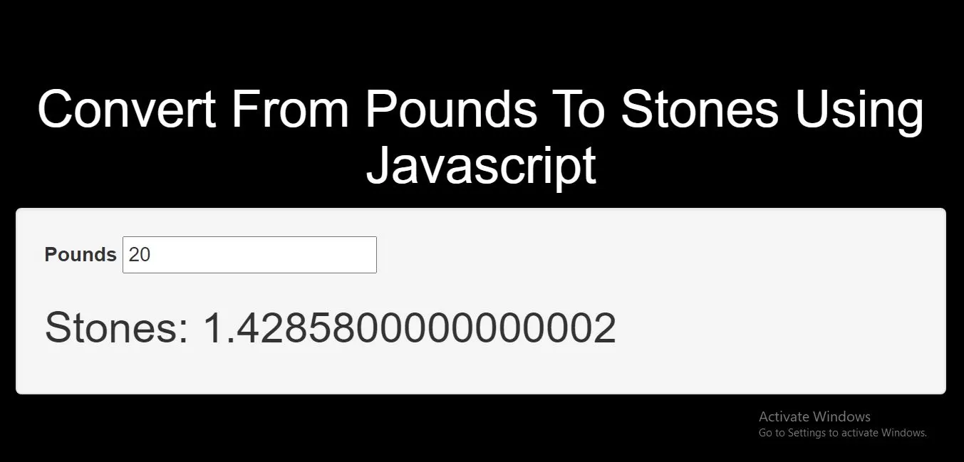 How To Convert From Pounds To Stones Using Javascript