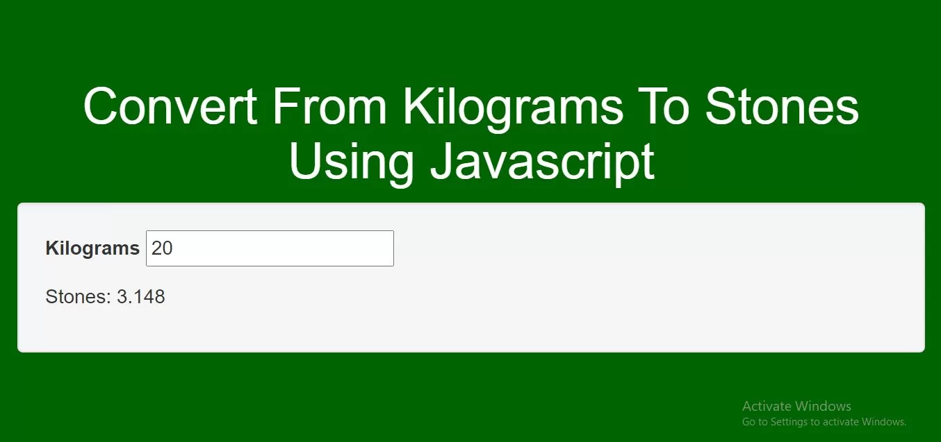 How To Convert From Kilograms To Stones Using Javascript