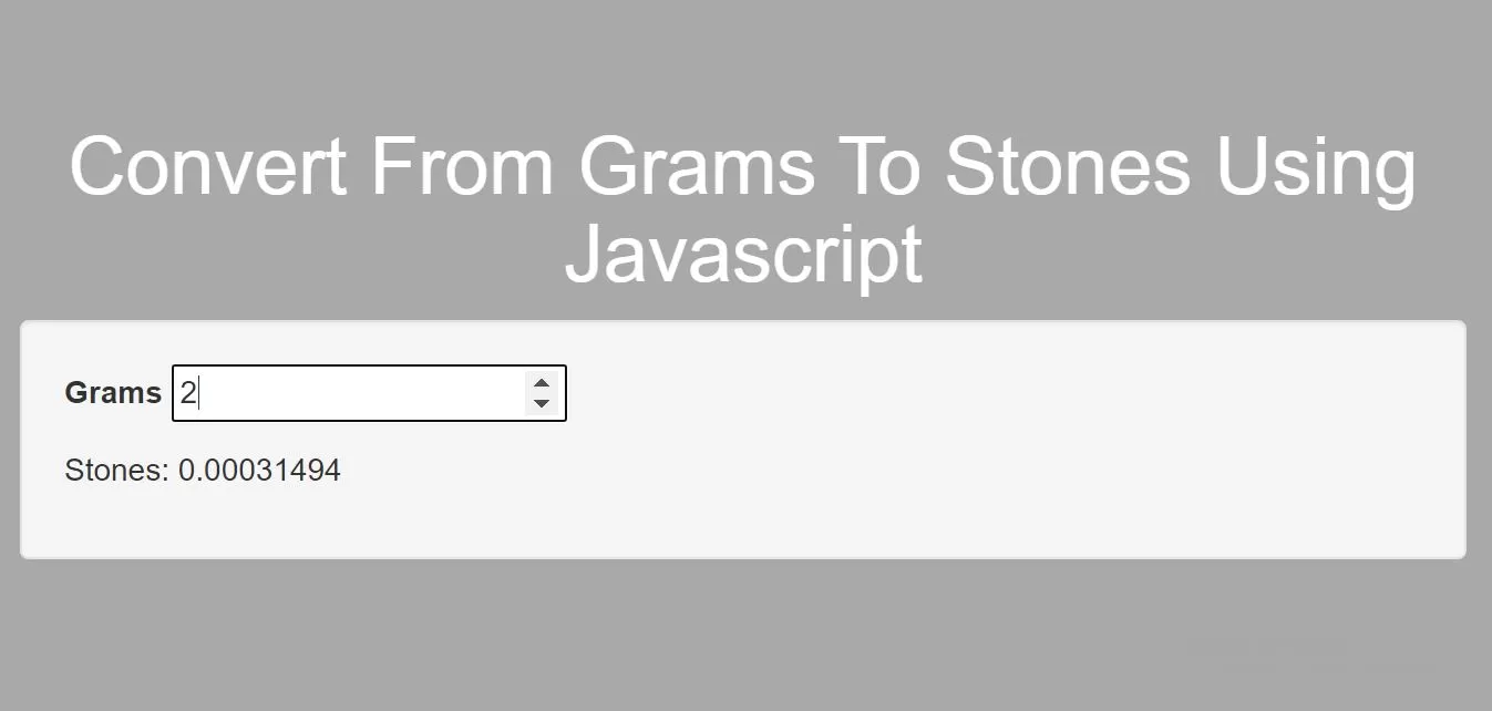 How To Convert From Grams To Stones Using Javascript