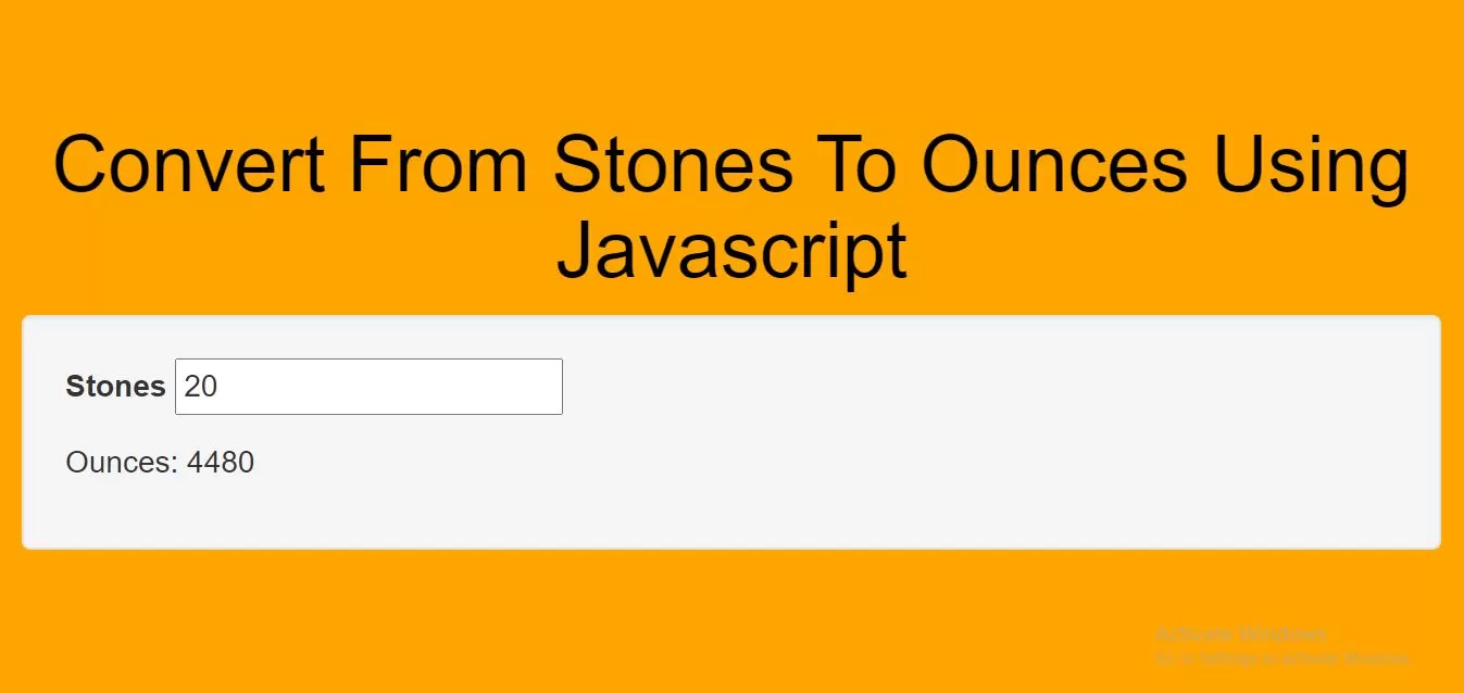 How To Convert From Stones To Ounces Using Javascript