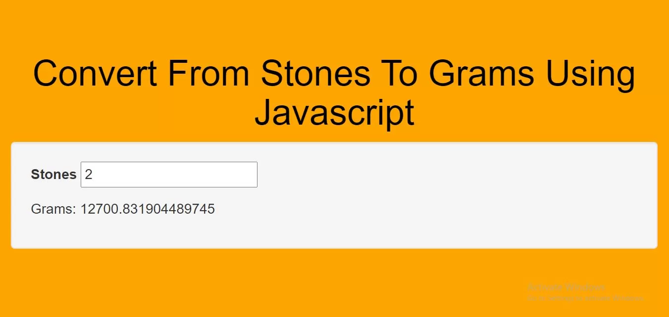 How To Convert From Stones To Grams Using Javascript