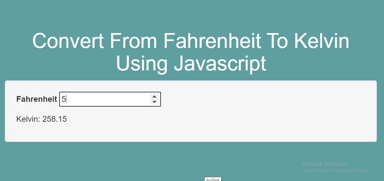 How To Convert From Fahrenheit To Kelvin Using Javascript