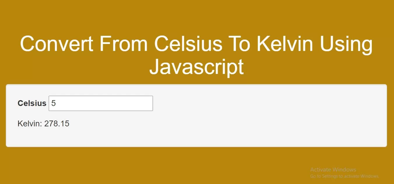 How To Convert From Celsius To Kelvin Using Javascript