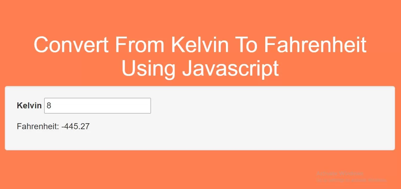 How To Convert From Kelvin To Fahrenheit Using Javascript