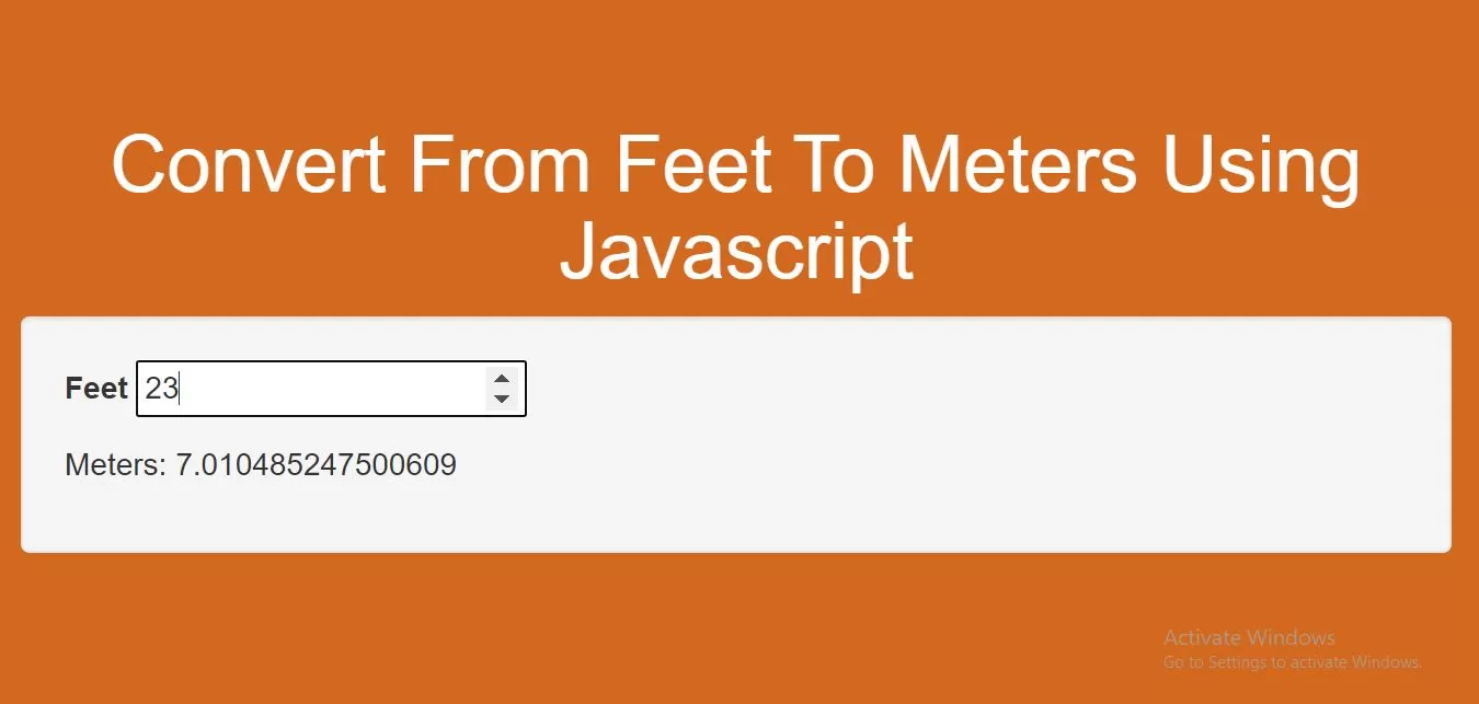 How To Convert From Feet To Meters Using Javascript
