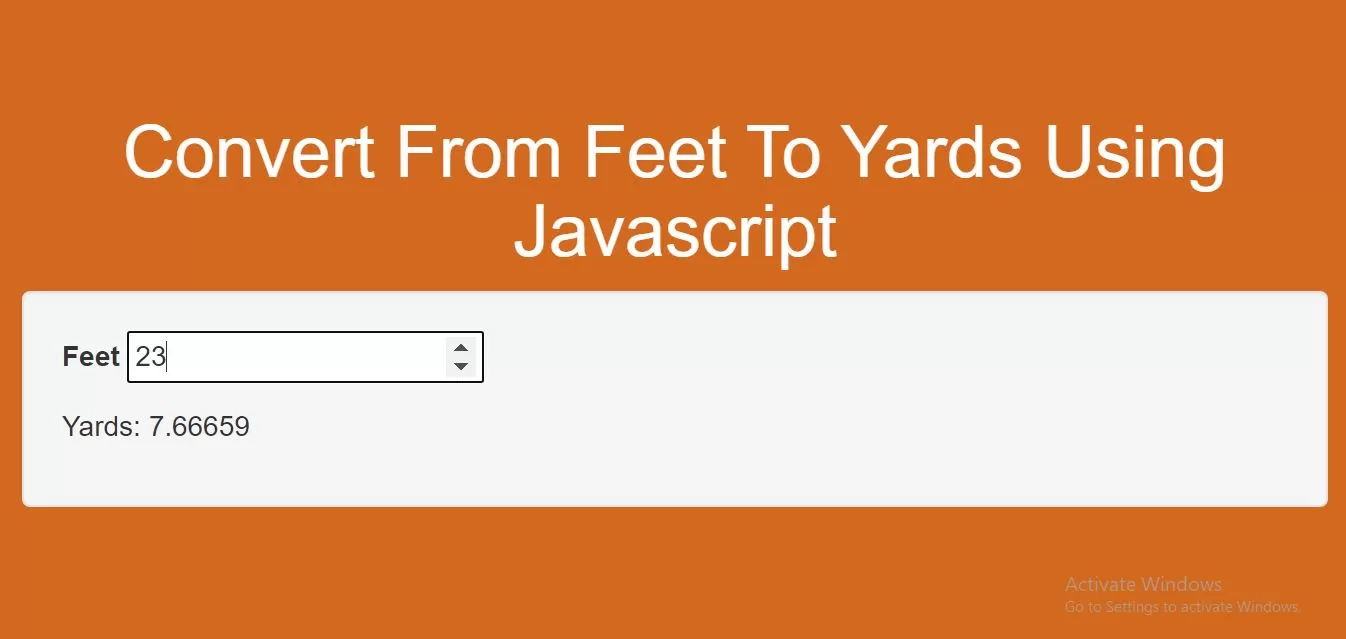 How To Convert From Feet To Yards Using Javascript