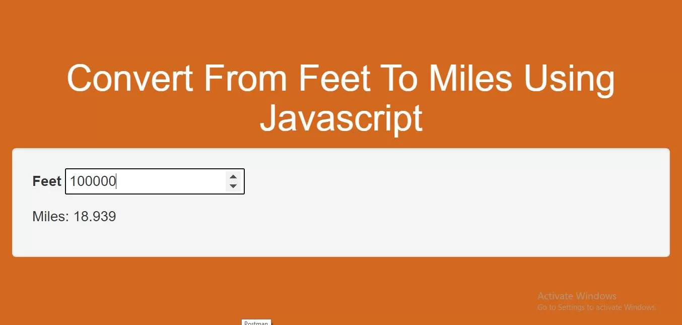 How To Convert From Feet To Miles Using Javascript