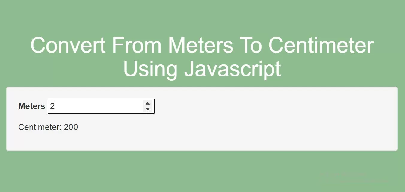 How To Convert From Meters To Centimeter Using Javascript