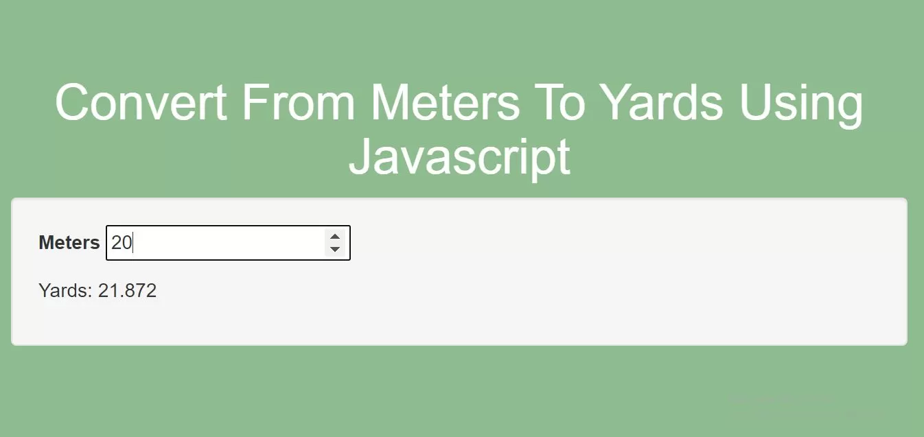 How To Convert From Meters To Yards Using Javascript