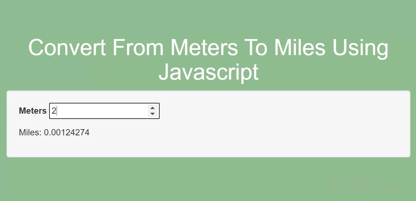 How To Convert From Meters To Miles Using Javascript