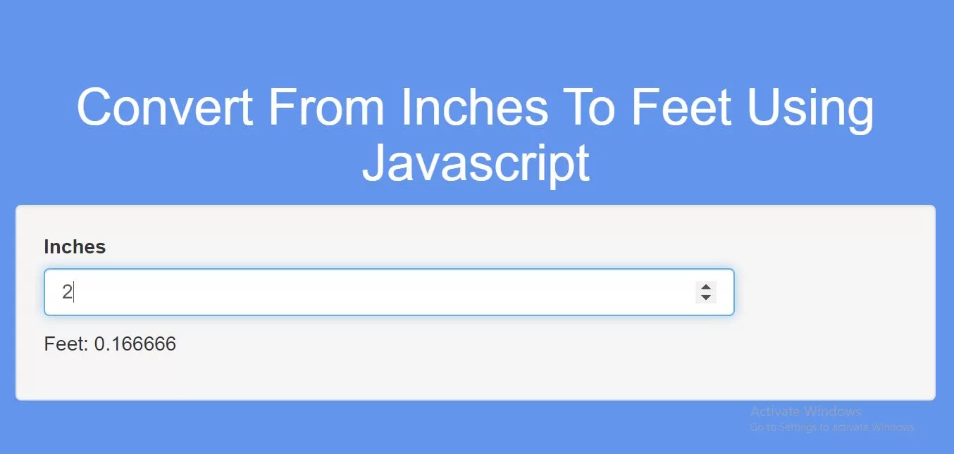 How To Convert From Inches To Feet Using Javascript