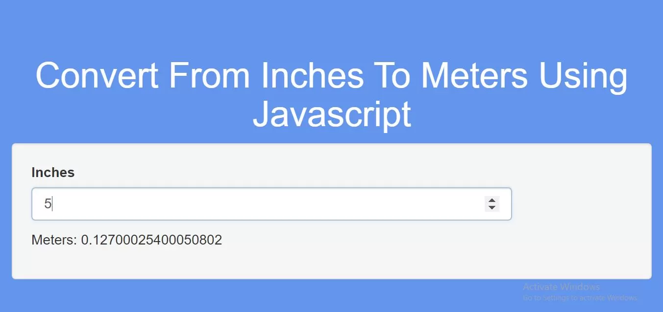 How To Convert From Inches To Meters Using Javascript