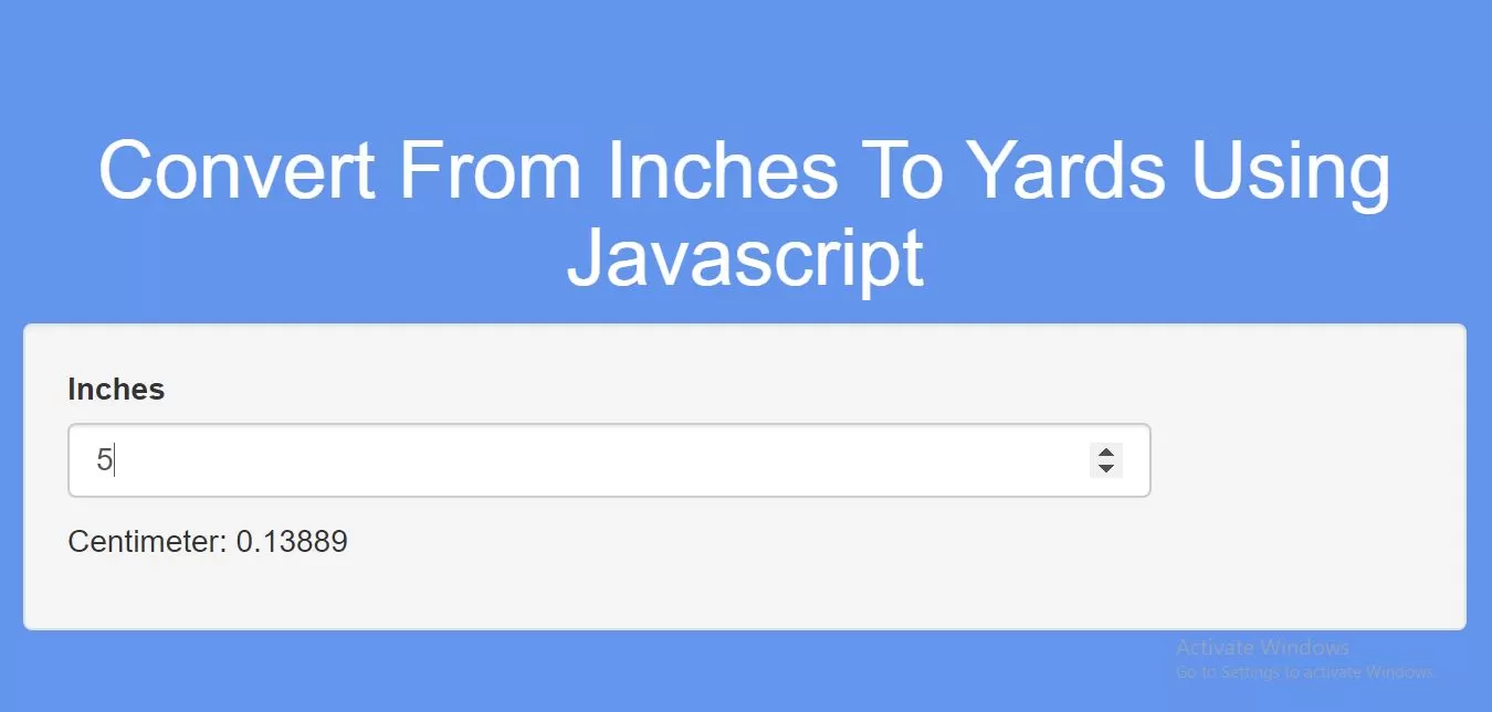 How To Convert From Inches To Yards Using Javascript