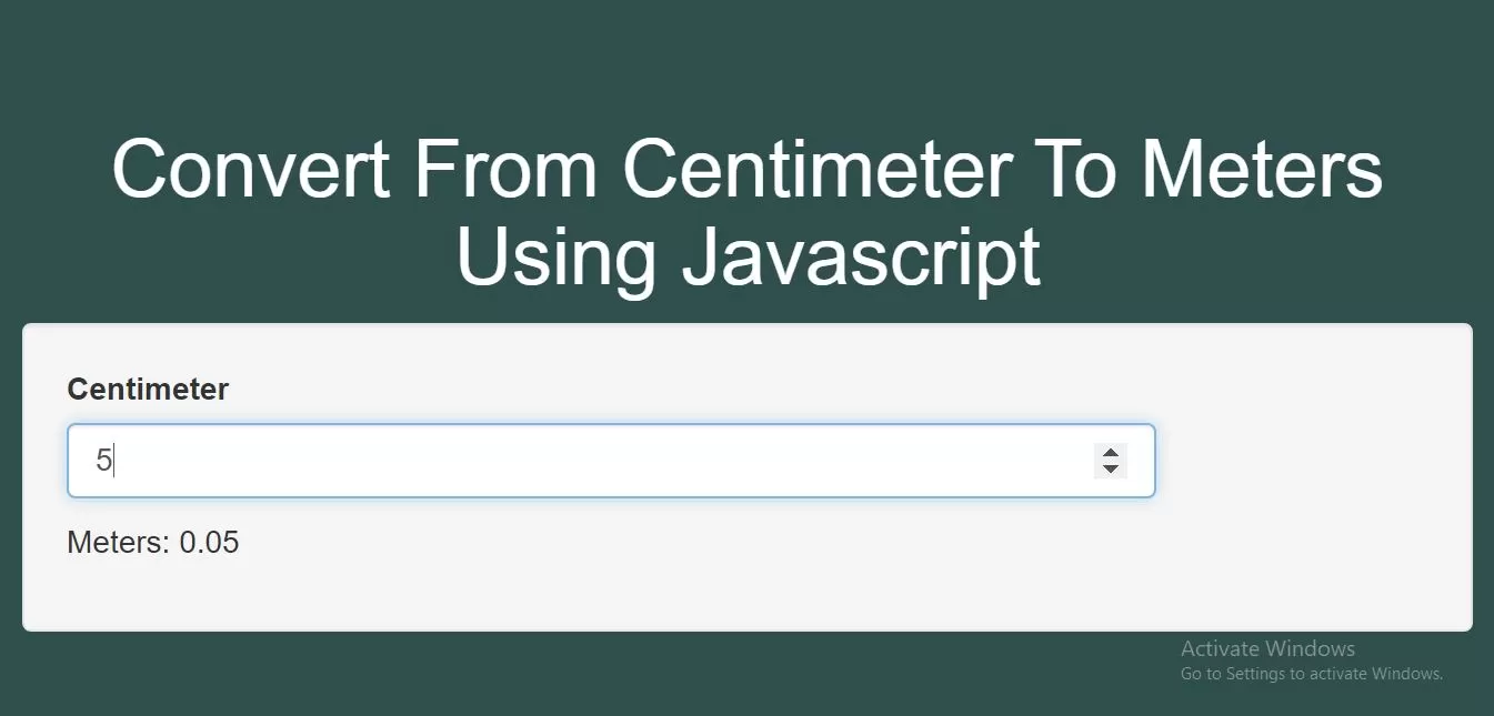 How To Convert From Centimeter To Meters Using Javascript