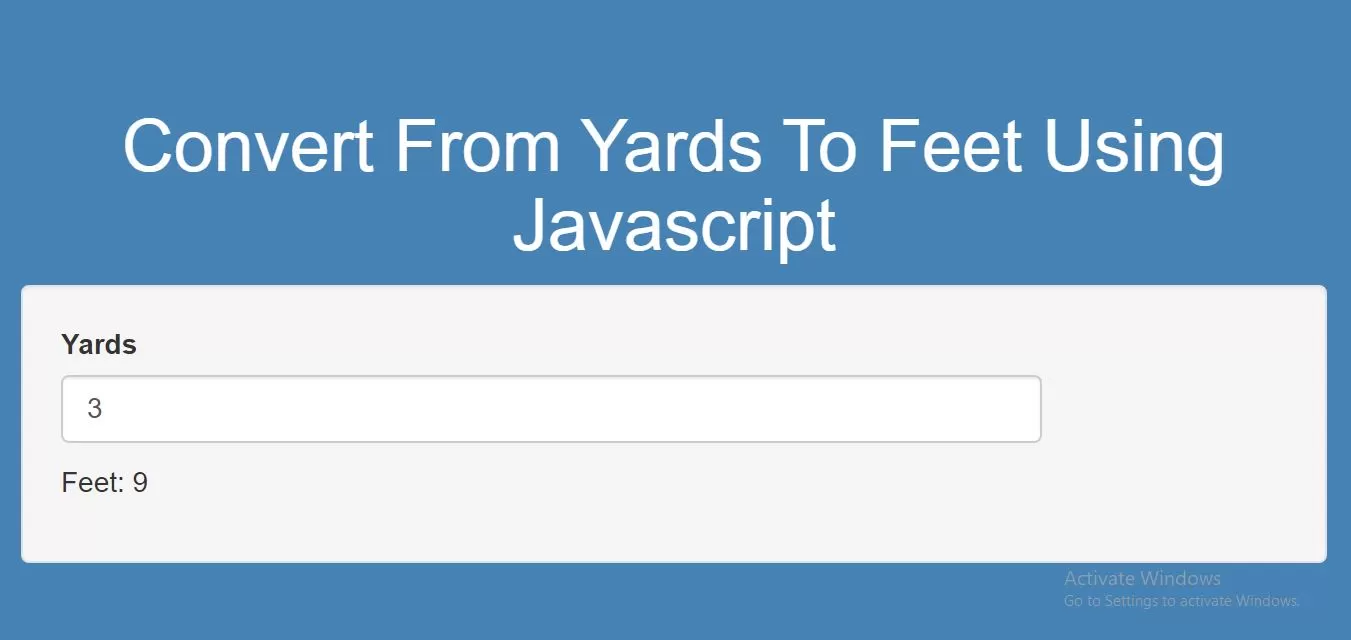 How To Convert From Yards To Feet Using Javascript