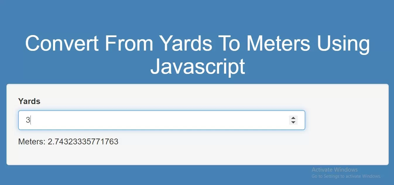 How To Convert From Yards To Meters Using Javascript