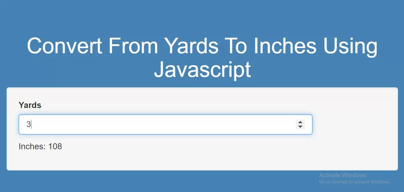 How To Convert From Yards To Inches Using Javascript