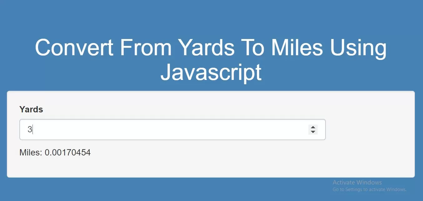 How To Convert From Yards To Miles Using Javascript