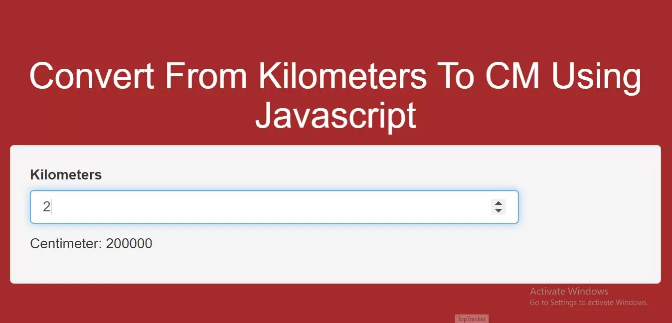 How To Convert From Kilometers To CM Using Javascript