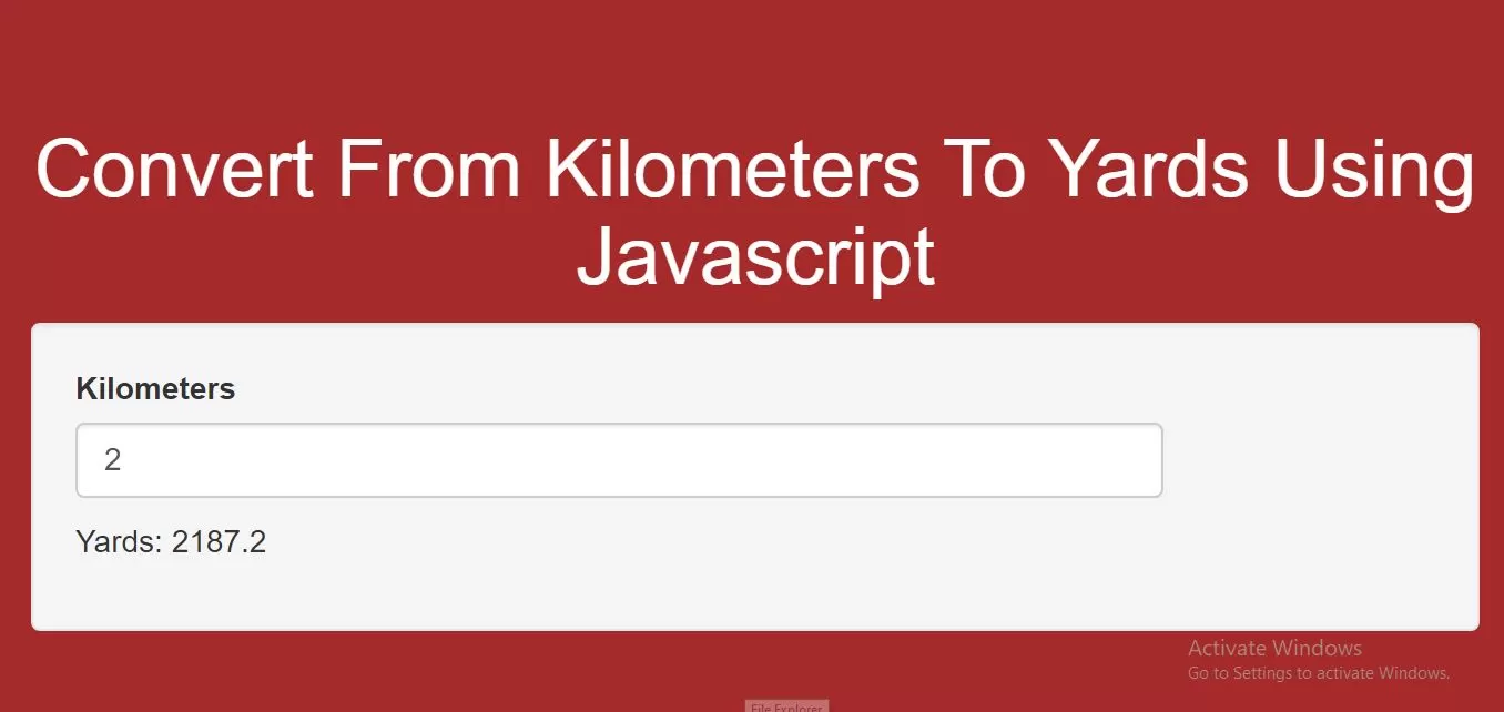 How To Convert From Kilometers To Yards Using Javascript