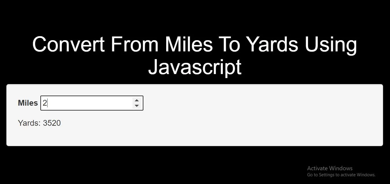 How To Convert From Miles To Yards Using Javascript