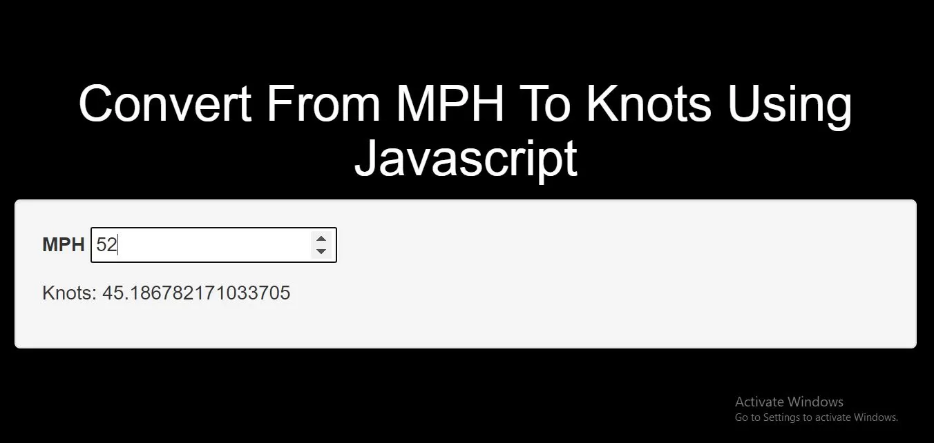 How Do I Convert From MPH To Knots Using Javascript