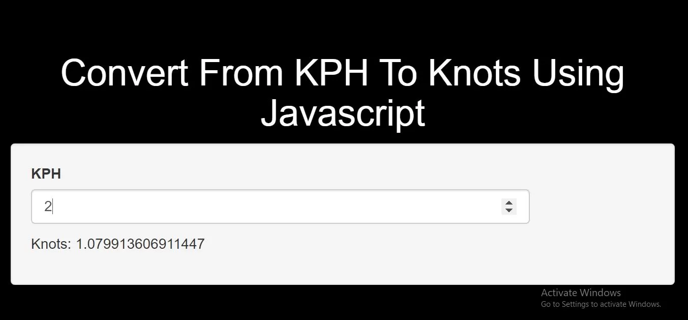 How Can I Convert From KPH To Knots Using Javascript