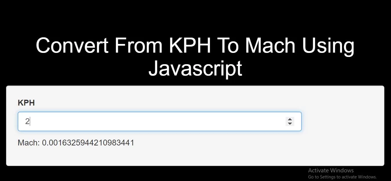 How Do I Convert From KPH To Mach Using Javascript