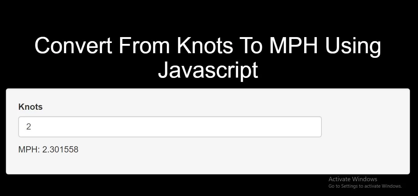 How Do I Convert From Knots To MPH Using Javascript