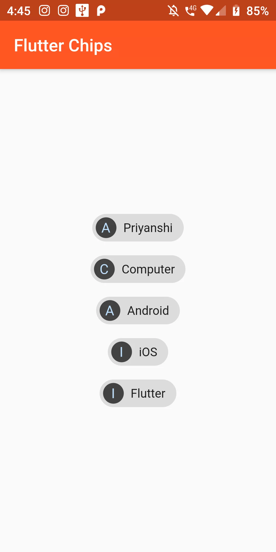 Implementing Chips Action Using Flutter Android App
