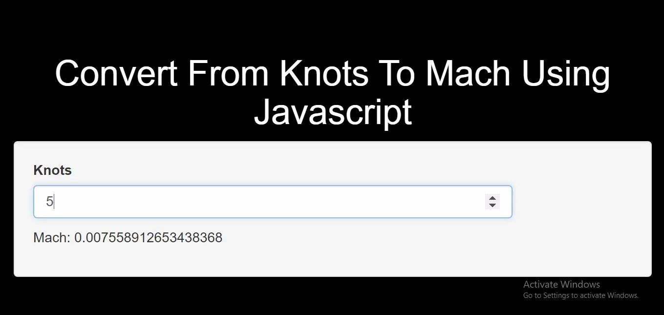 How Do I Convert From Knots To Mach Using Javascript