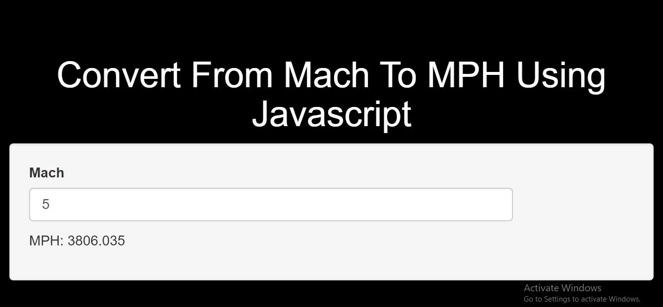 How Do I Convert From Mach To MPH Using Javascript