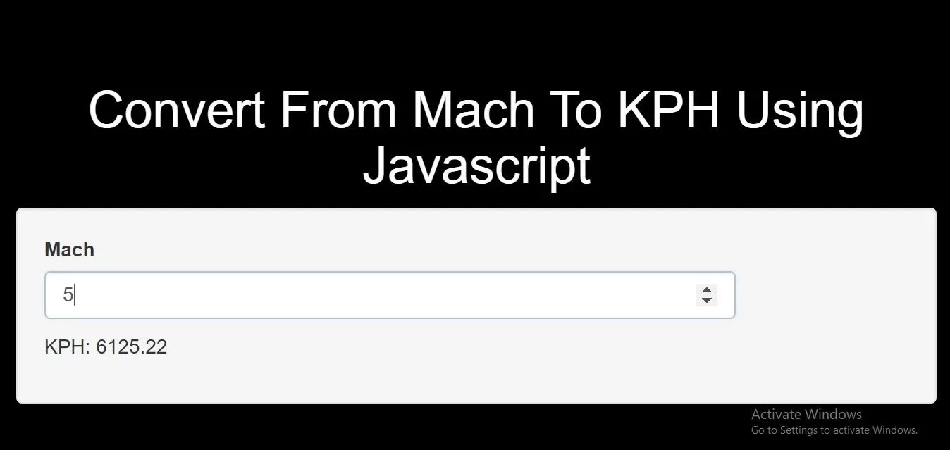 How Do I Convert From Mach To KPH Using Javascript