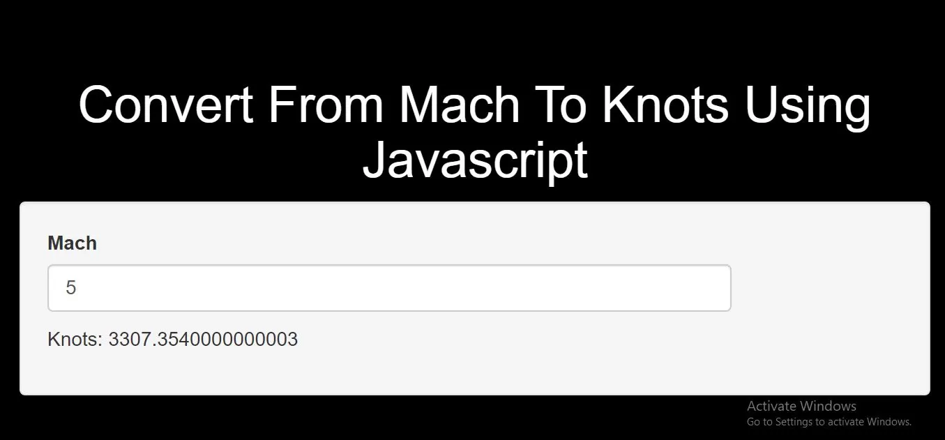 How Do I Convert From Mach To Knots Using Javascript
