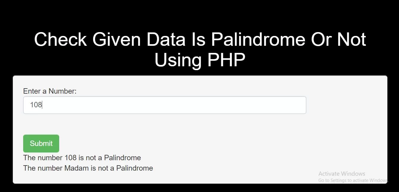 How To Check Given Data Is Palindrome Or Not Using PHP