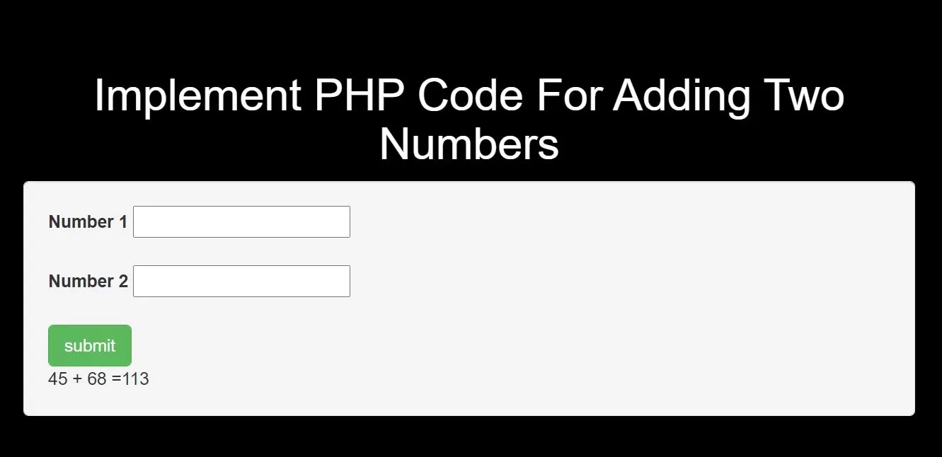 How Do I Implement PHP Code For Adding Two Numbers