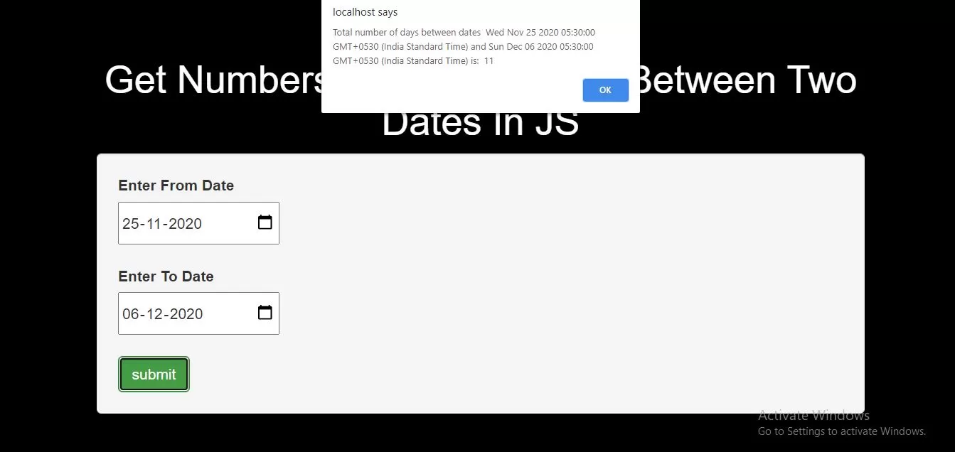 How To Get Numbers of Days Present Between Two Dates In c