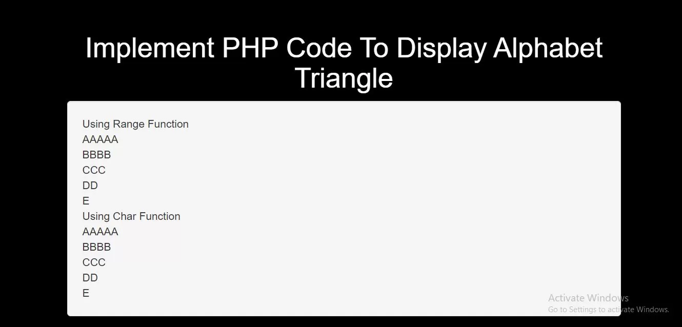 How Do I Print Alphabet Triangle Pattern Using PHP