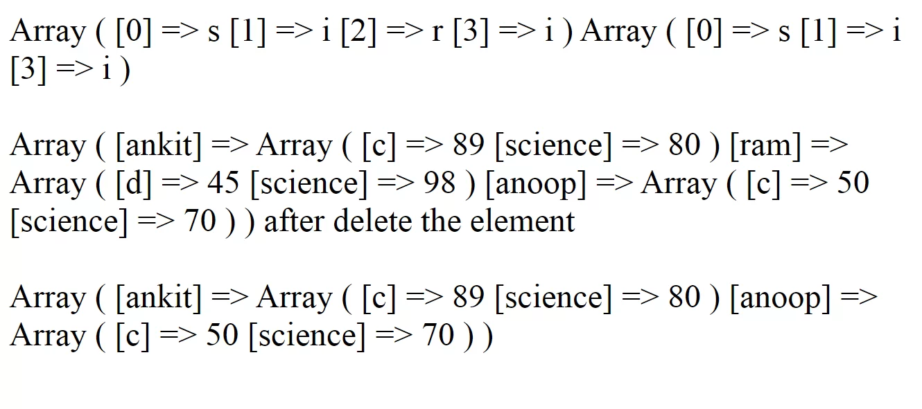 array element based on key in php