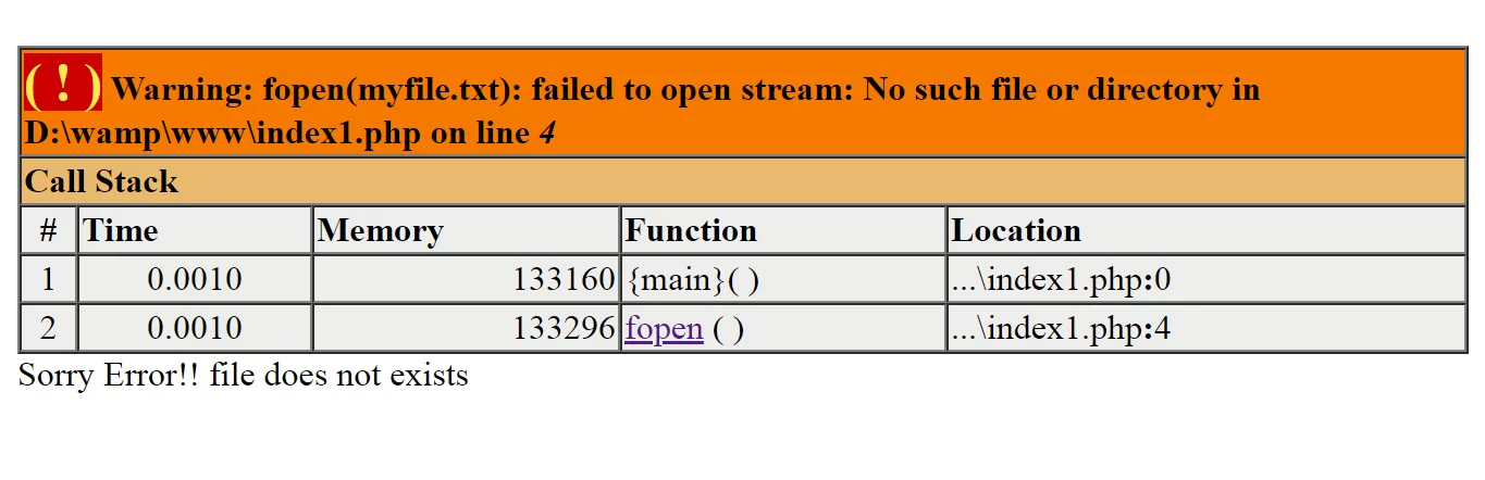 exception and error in php