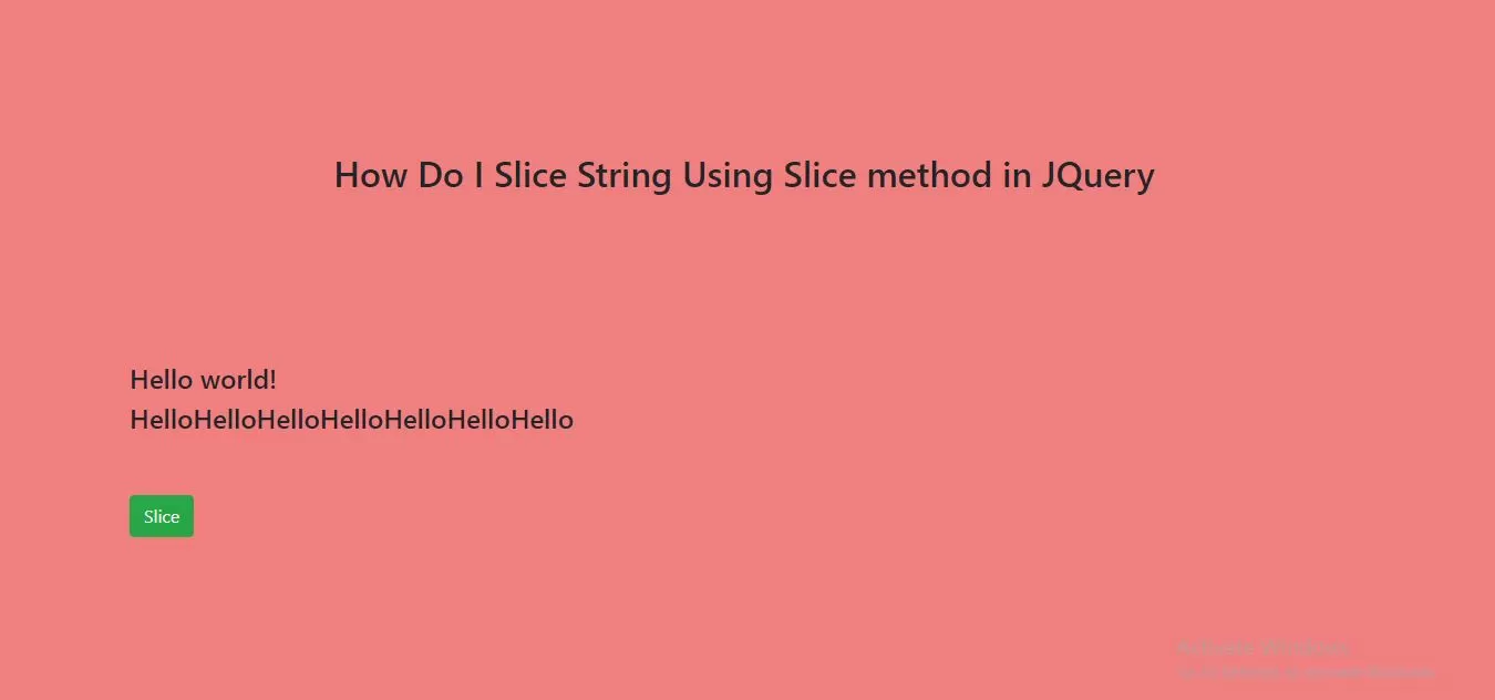 How Do I Slice String Using Slice method in JQuery